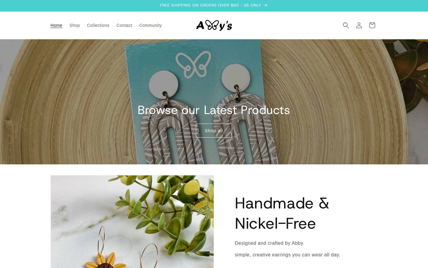 shopabbys.com homepage screenshot