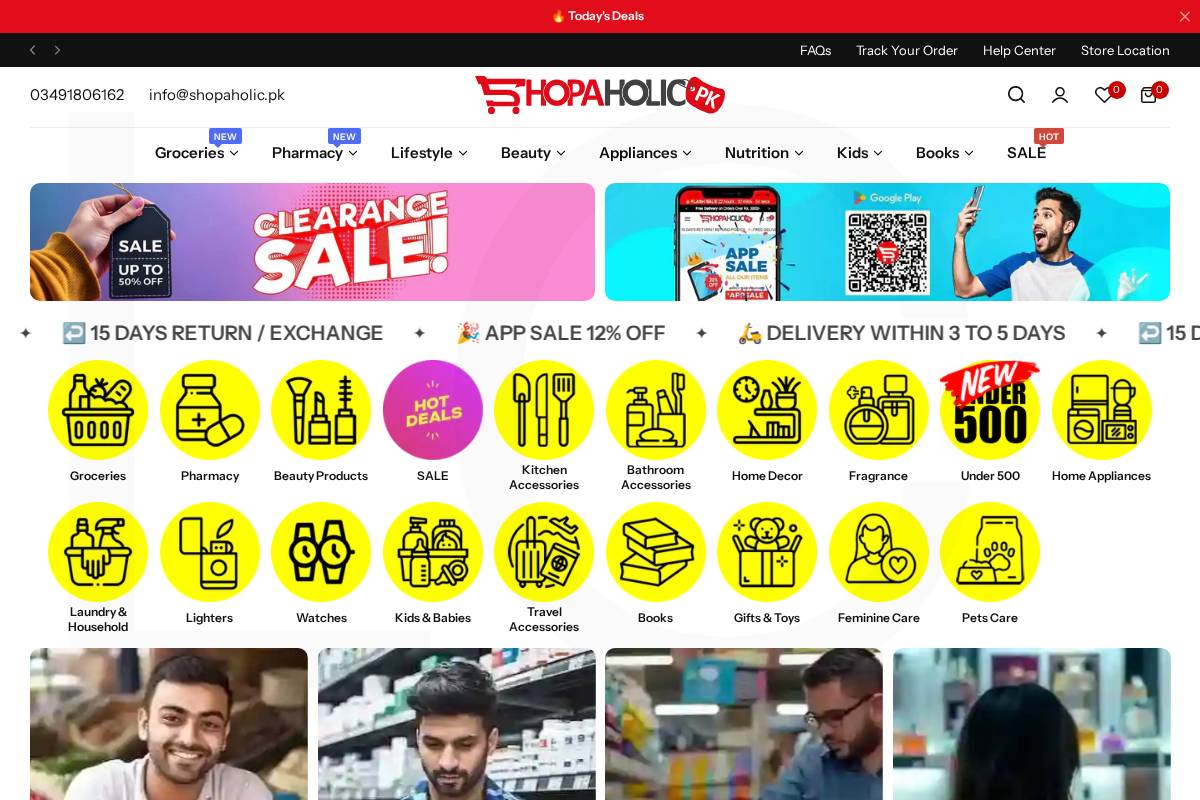 Shopaholic.PK homepage screenshot