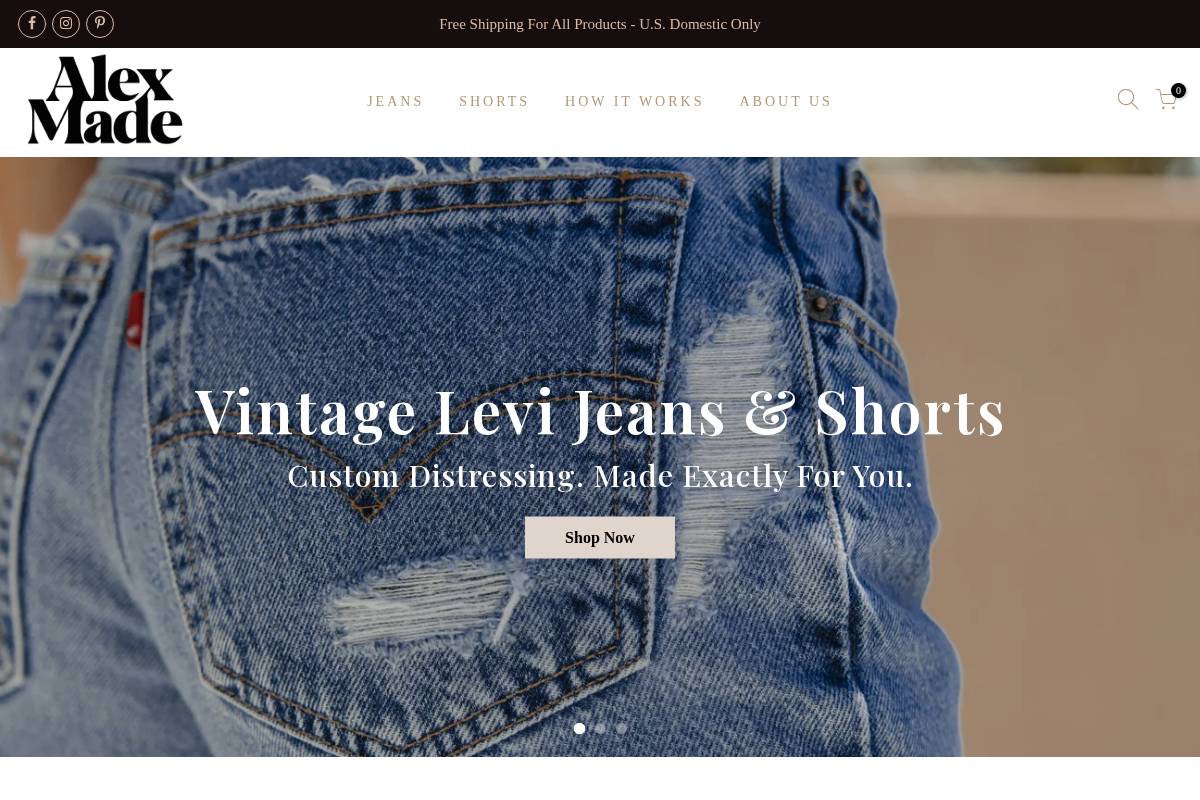 shopalexmade.com homepage screenshot