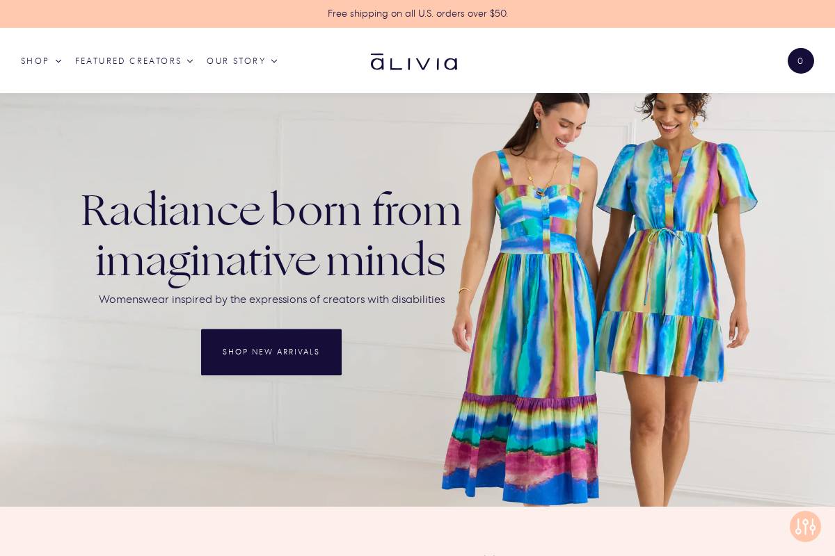 shopalivia.com homepage screenshot