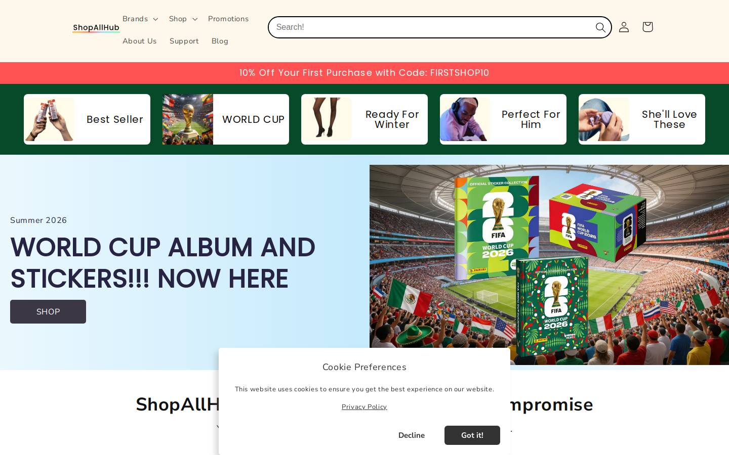 Shopallhub homepage screenshot