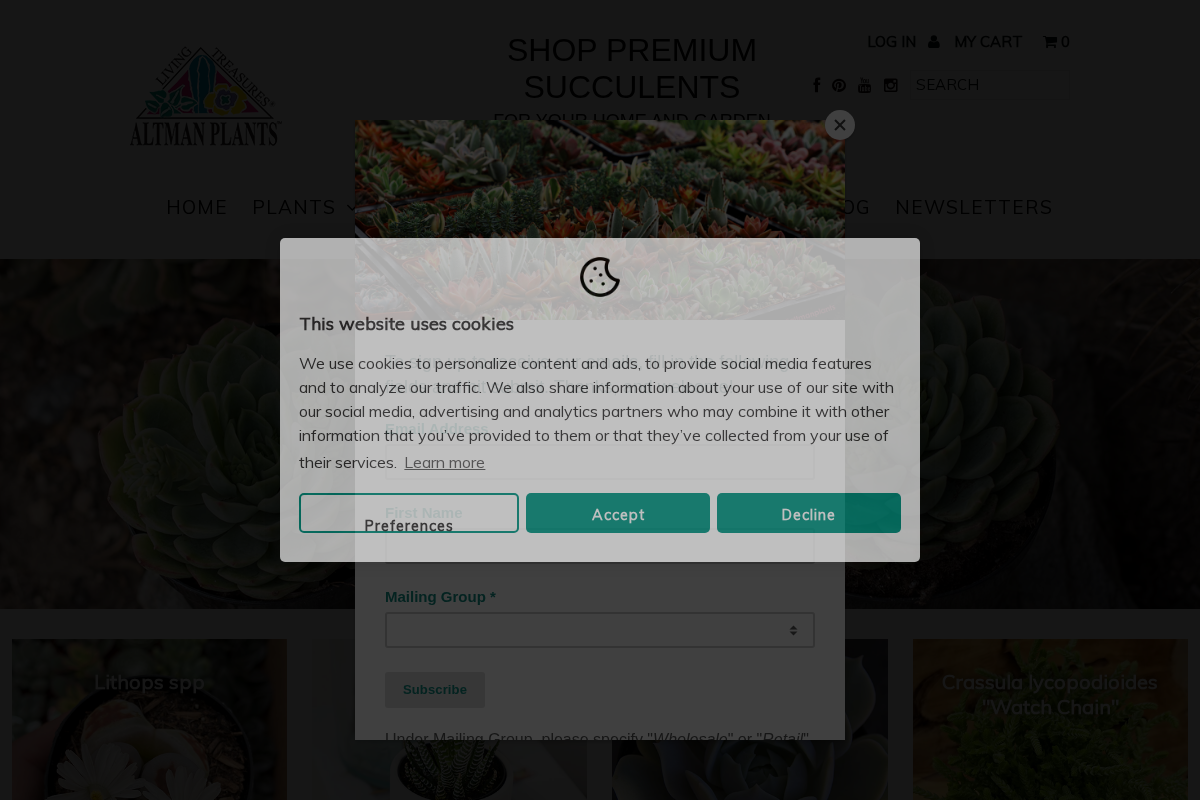 Altman Plants - Retail homepage screenshot