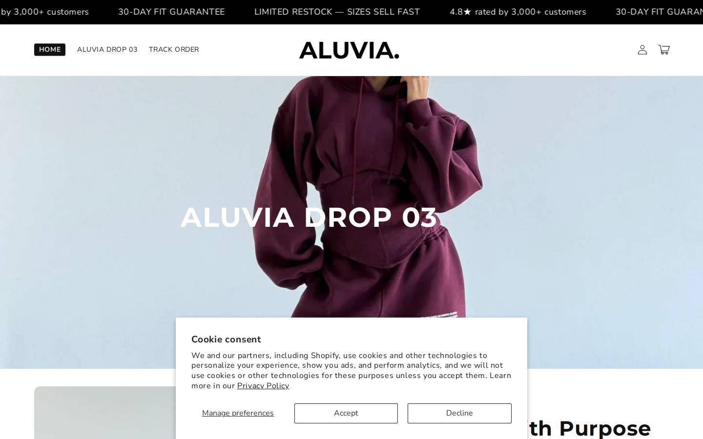 shopaluvia.com homepage screenshot