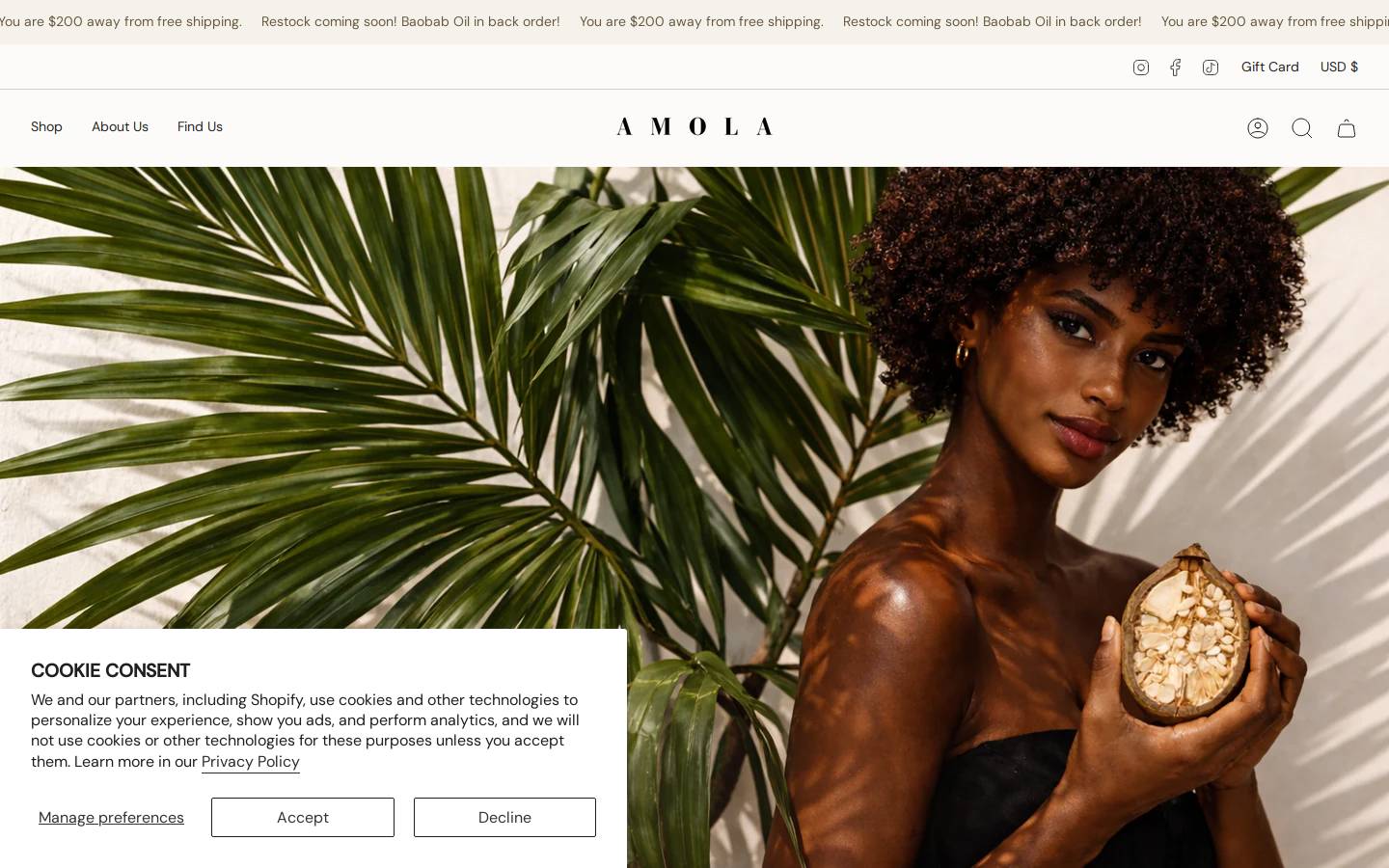 Amola homepage screenshot