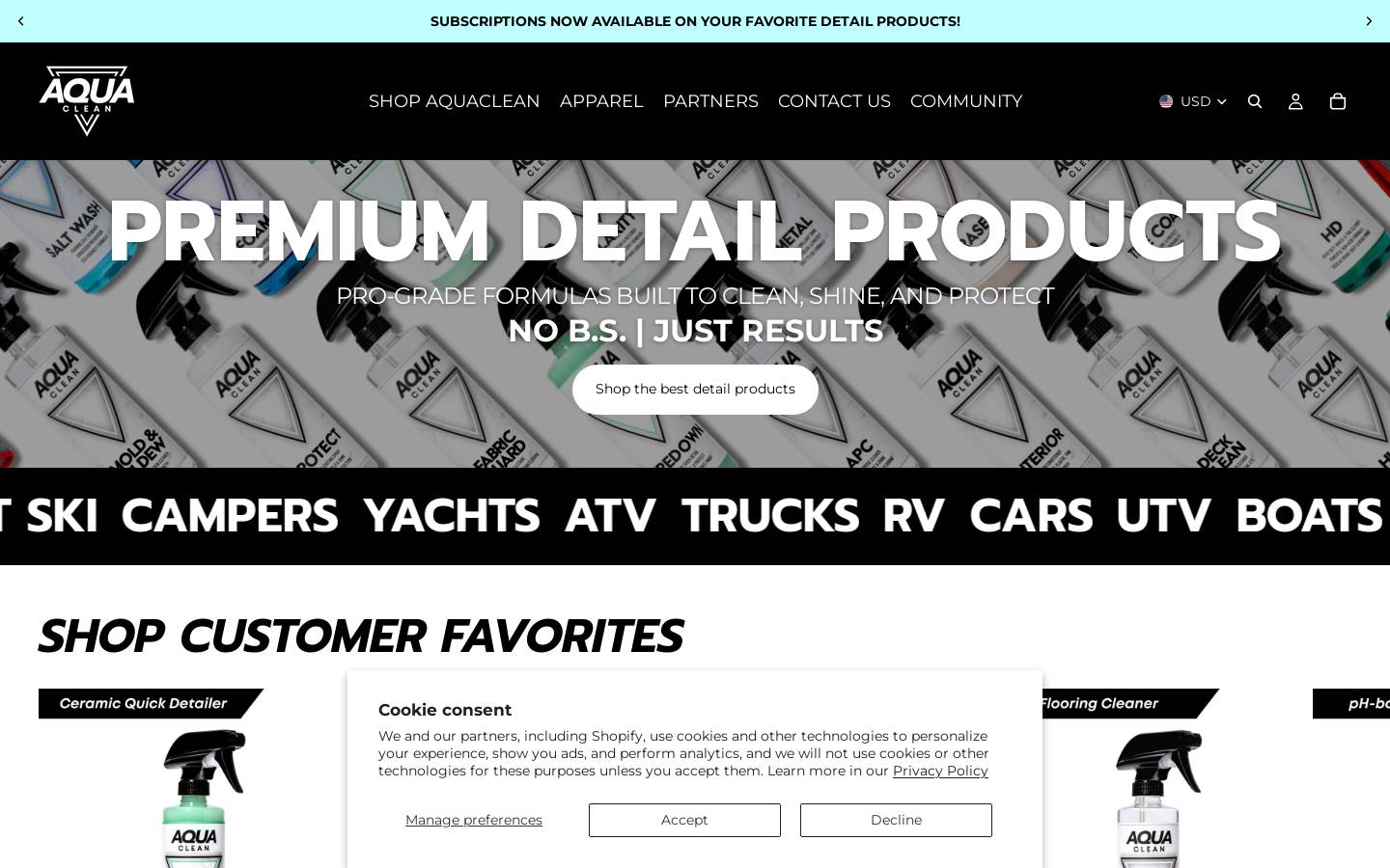 shopaquaco.com homepage screenshot