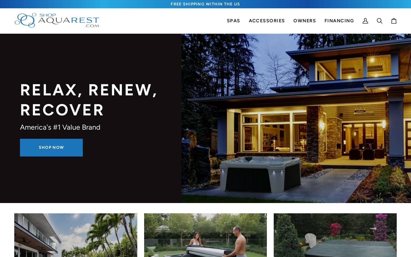 shopaquarest.com homepage screenshot