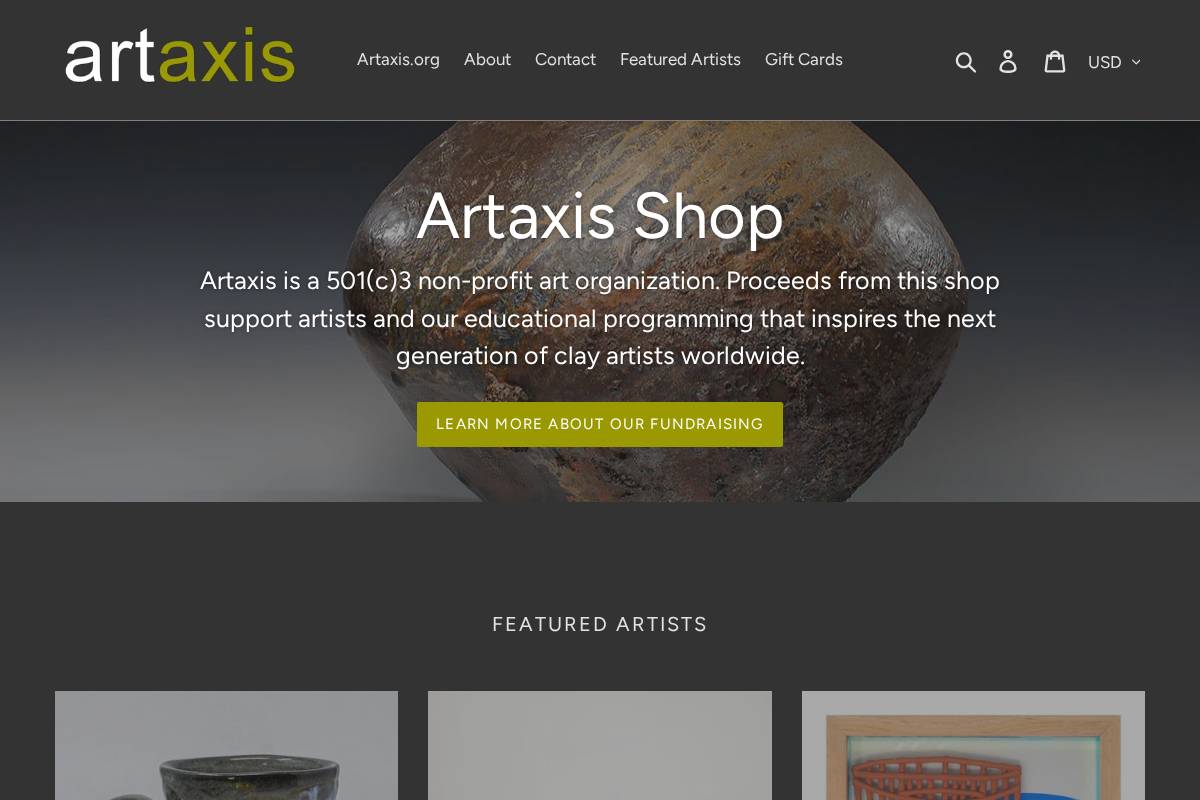 shopartaxis.org homepage screenshot