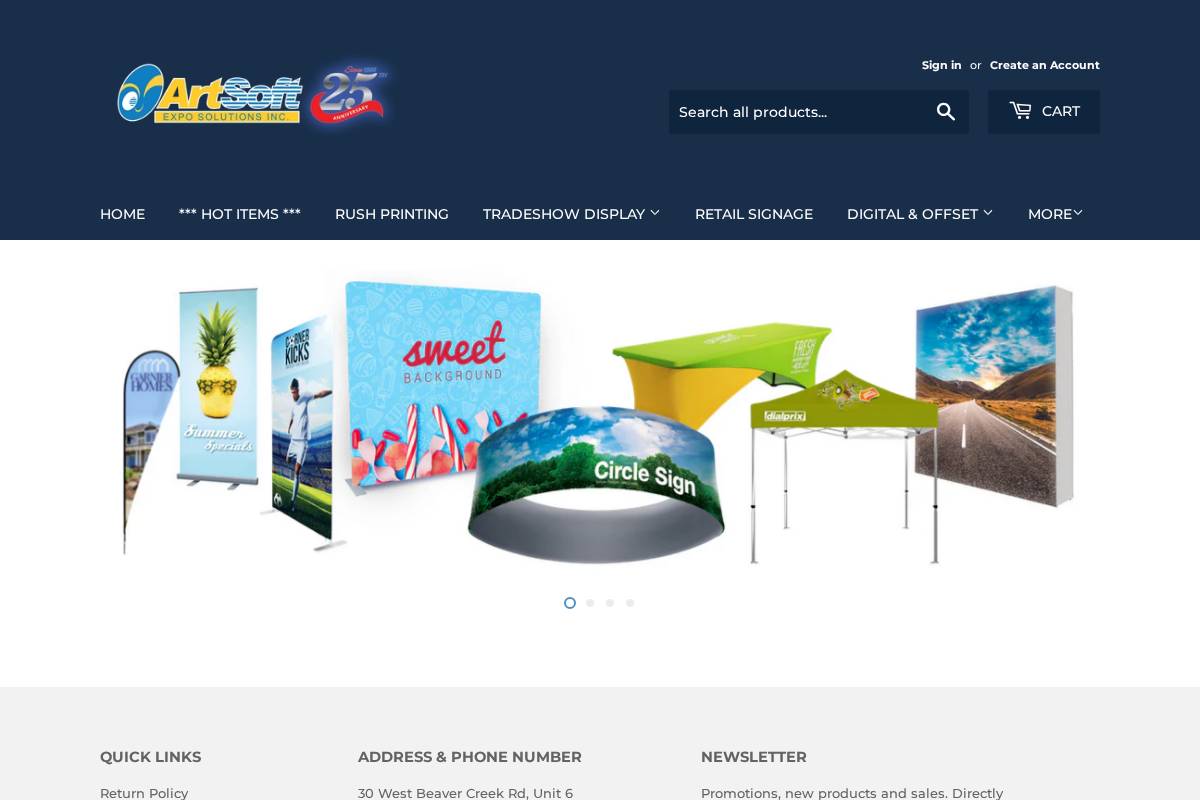 shopartsoft.ca homepage screenshot