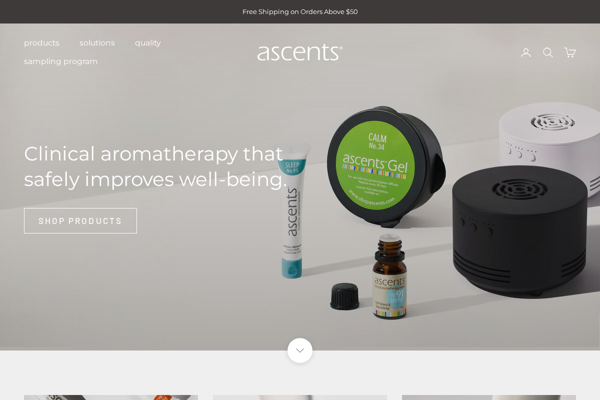 Ascents homepage screenshot