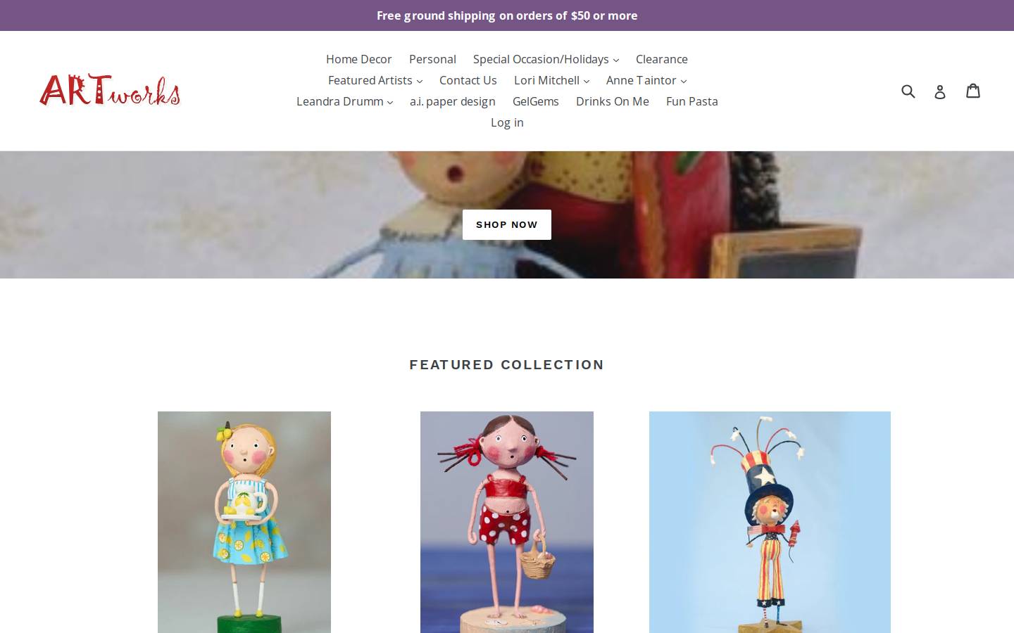 shopatartworks.com homepage screenshot