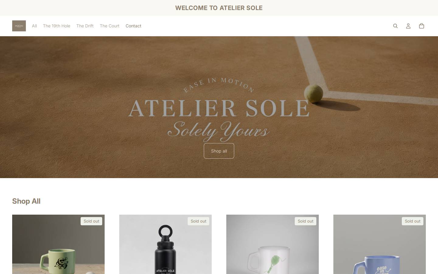 shopateliersole.com homepage screenshot