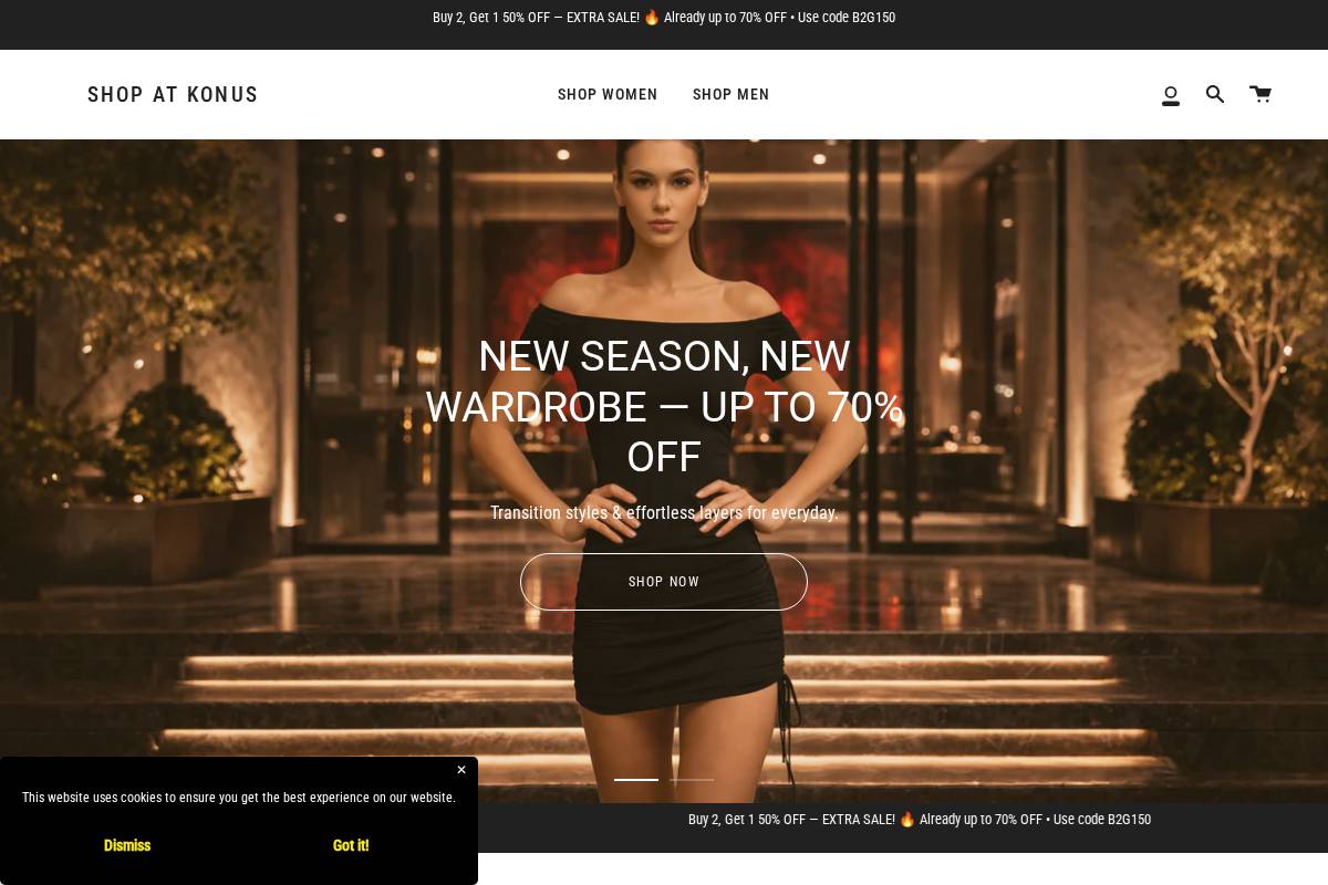 shopatkonus.com homepage screenshot