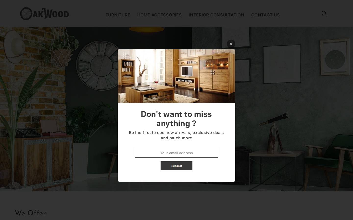 shopatoakwood.com homepage screenshot