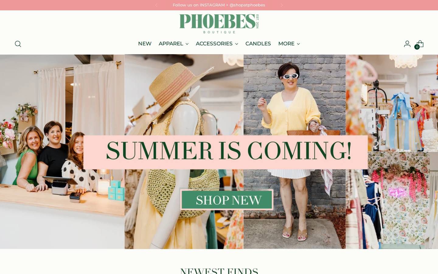 shopatphoebes.com homepage screenshot