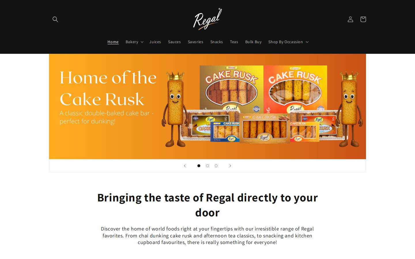 Regal Food Products homepage screenshot