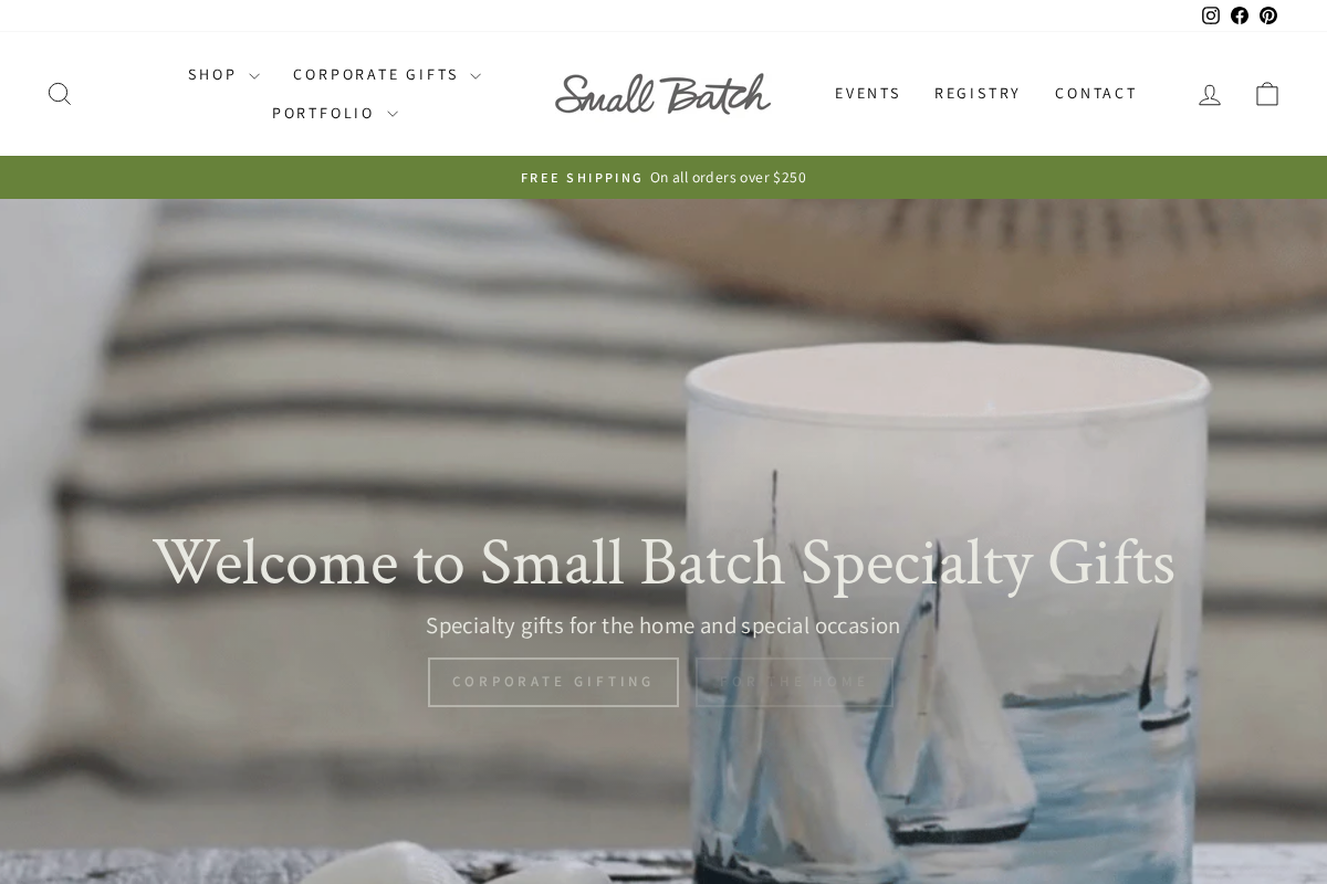 Small Batch Specialty Gifts homepage screenshot