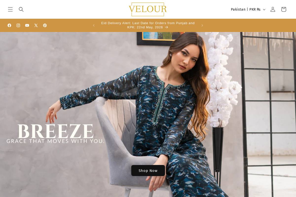 shopatvelour.com homepage screenshot