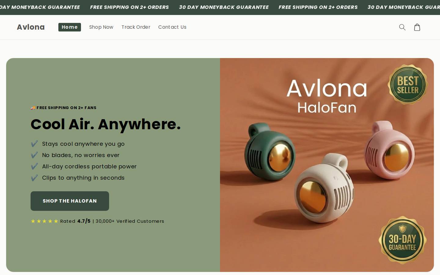 shopavlona.com homepage screenshot