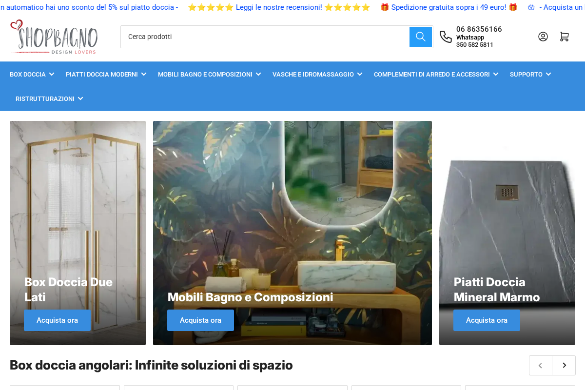www.shopbagno.it homepage screenshot