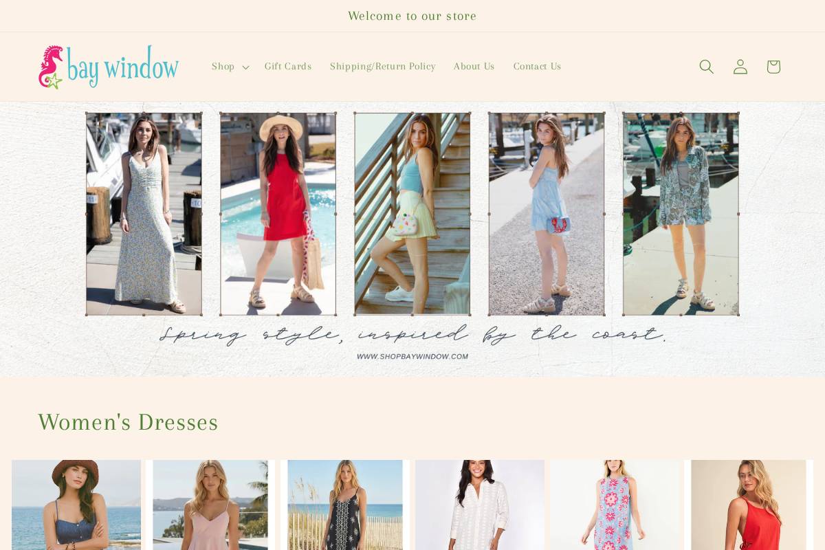 shopbaywindow.com homepage screenshot