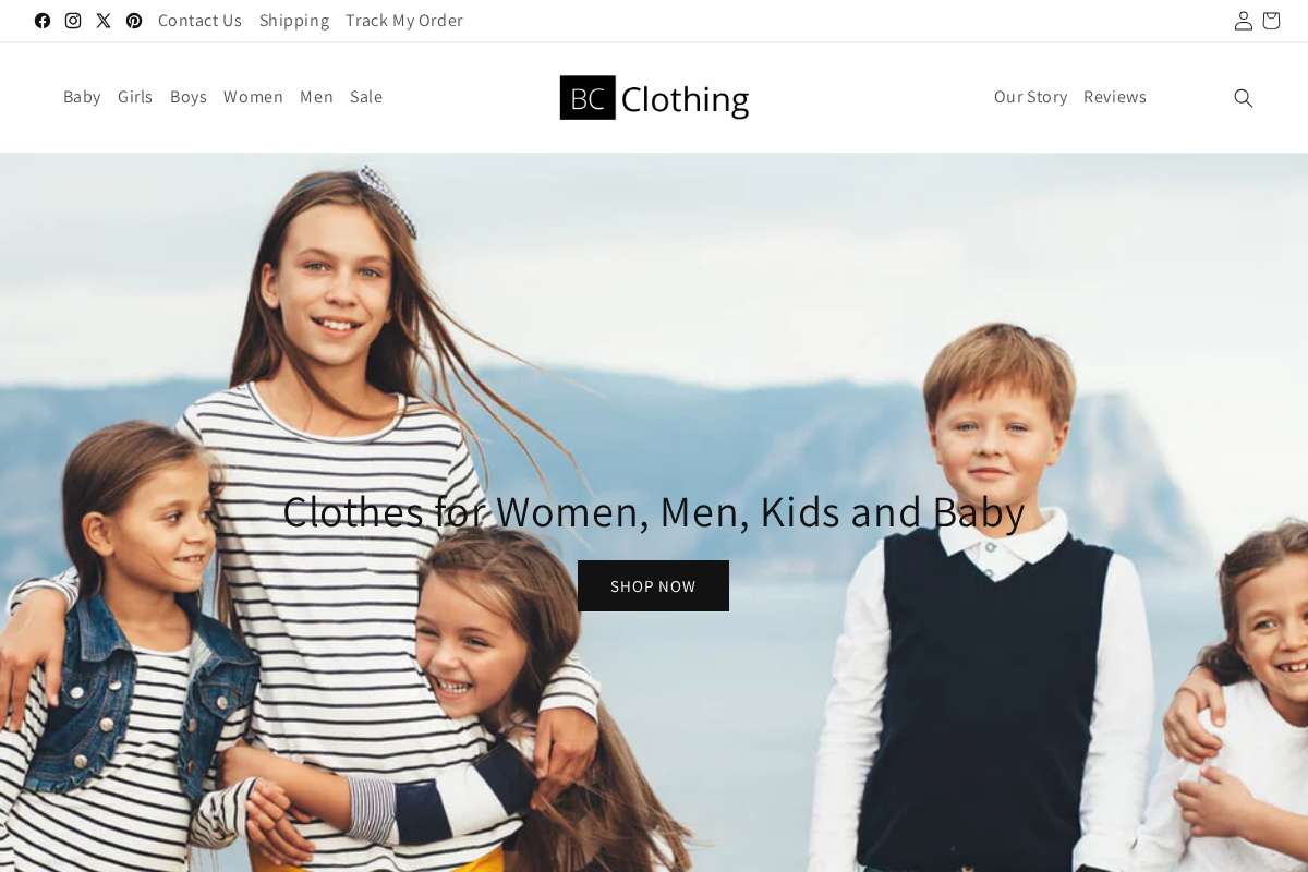 ShopBCClothing homepage screenshot