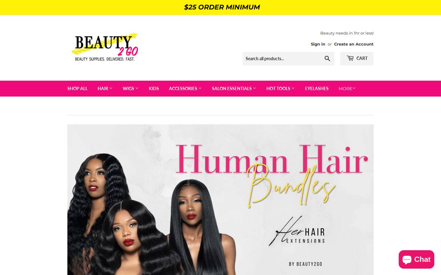 shopbeauty2go.com homepage screenshot