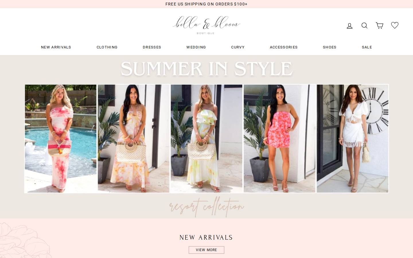 shopbellaandbloom.com homepage screenshot