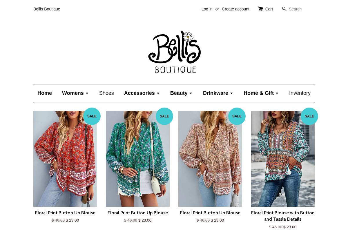 shopbellis.com homepage screenshot
