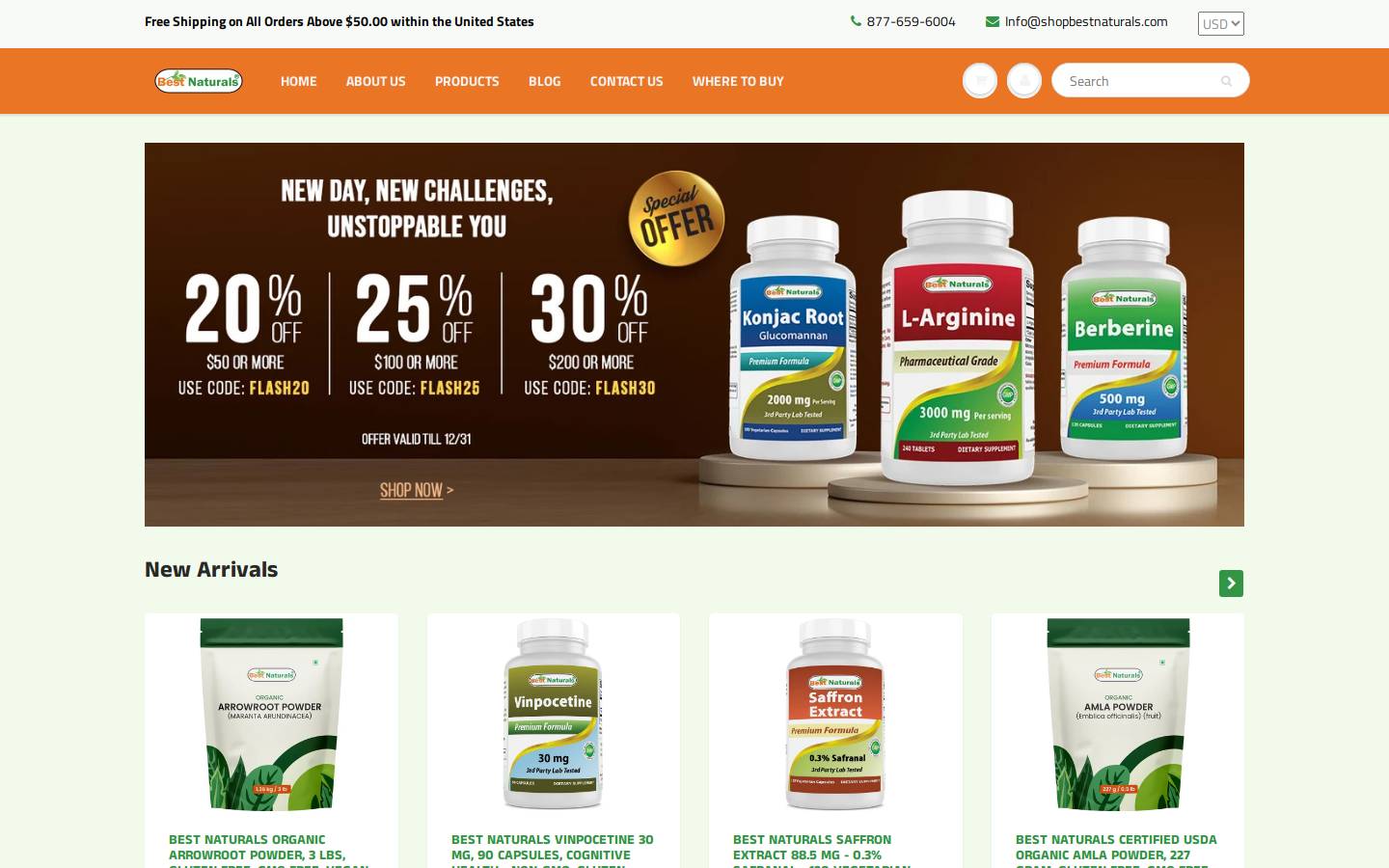 Best Naturals homepage screenshot