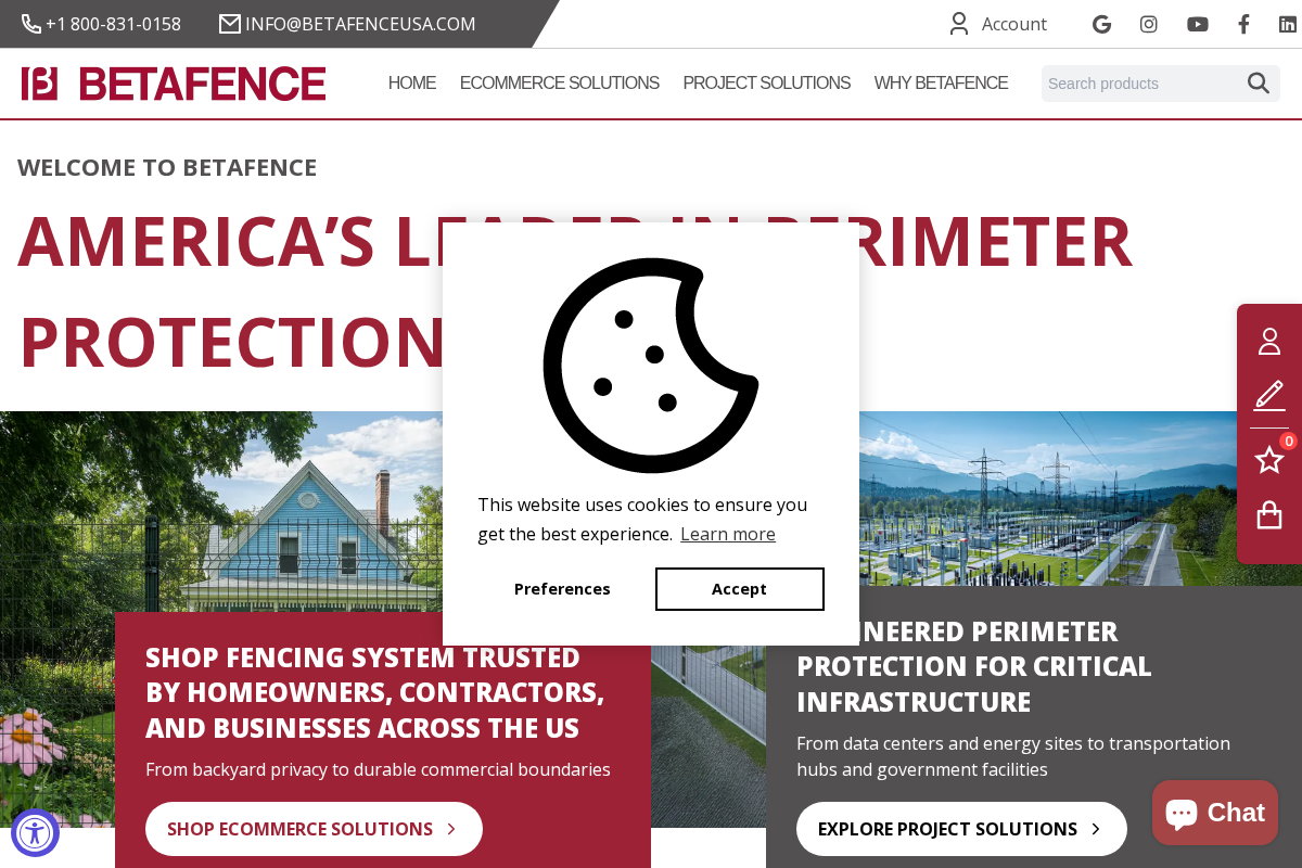 Betafence USA homepage screenshot