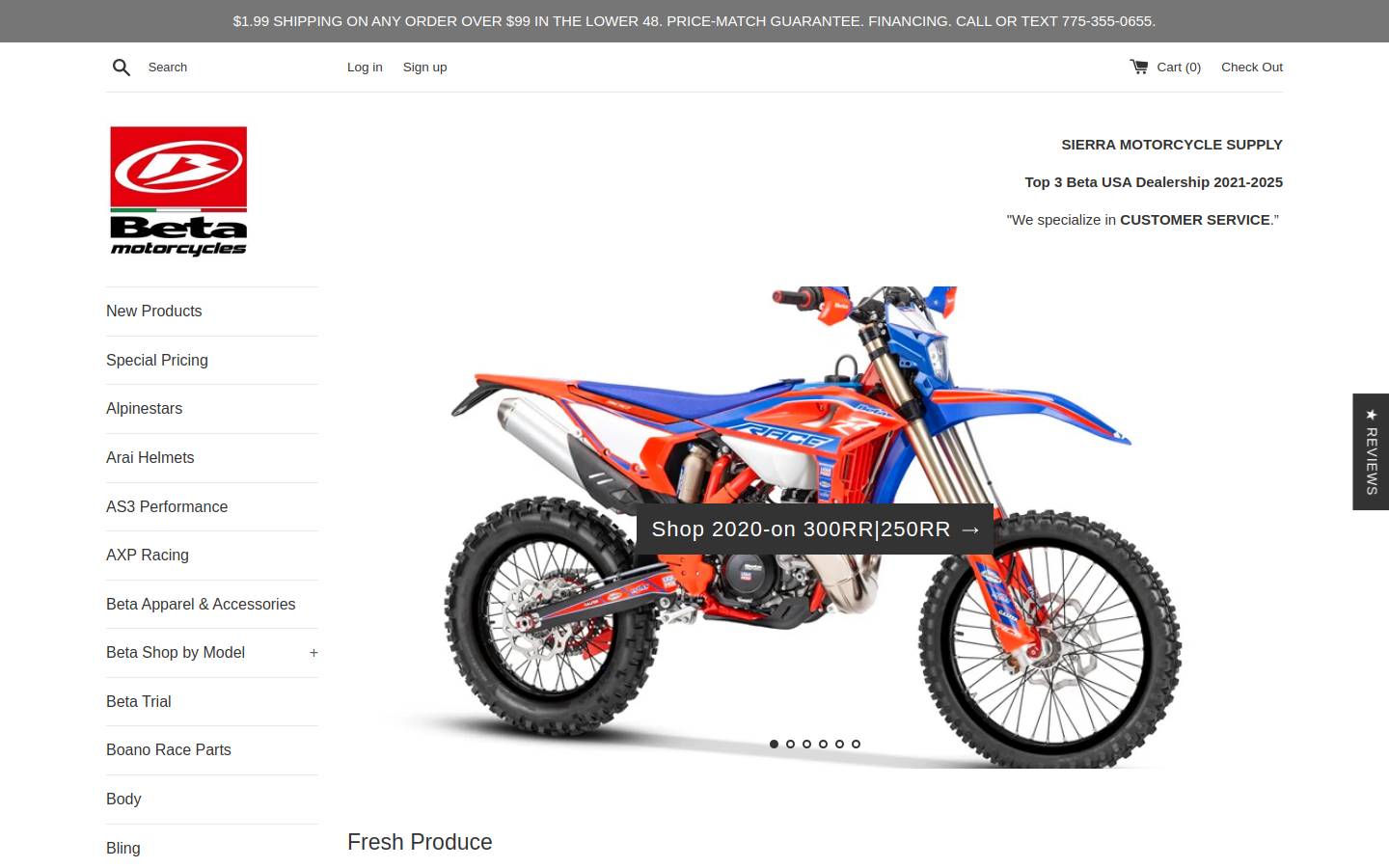 shopbetamotorcycle.com homepage screenshot