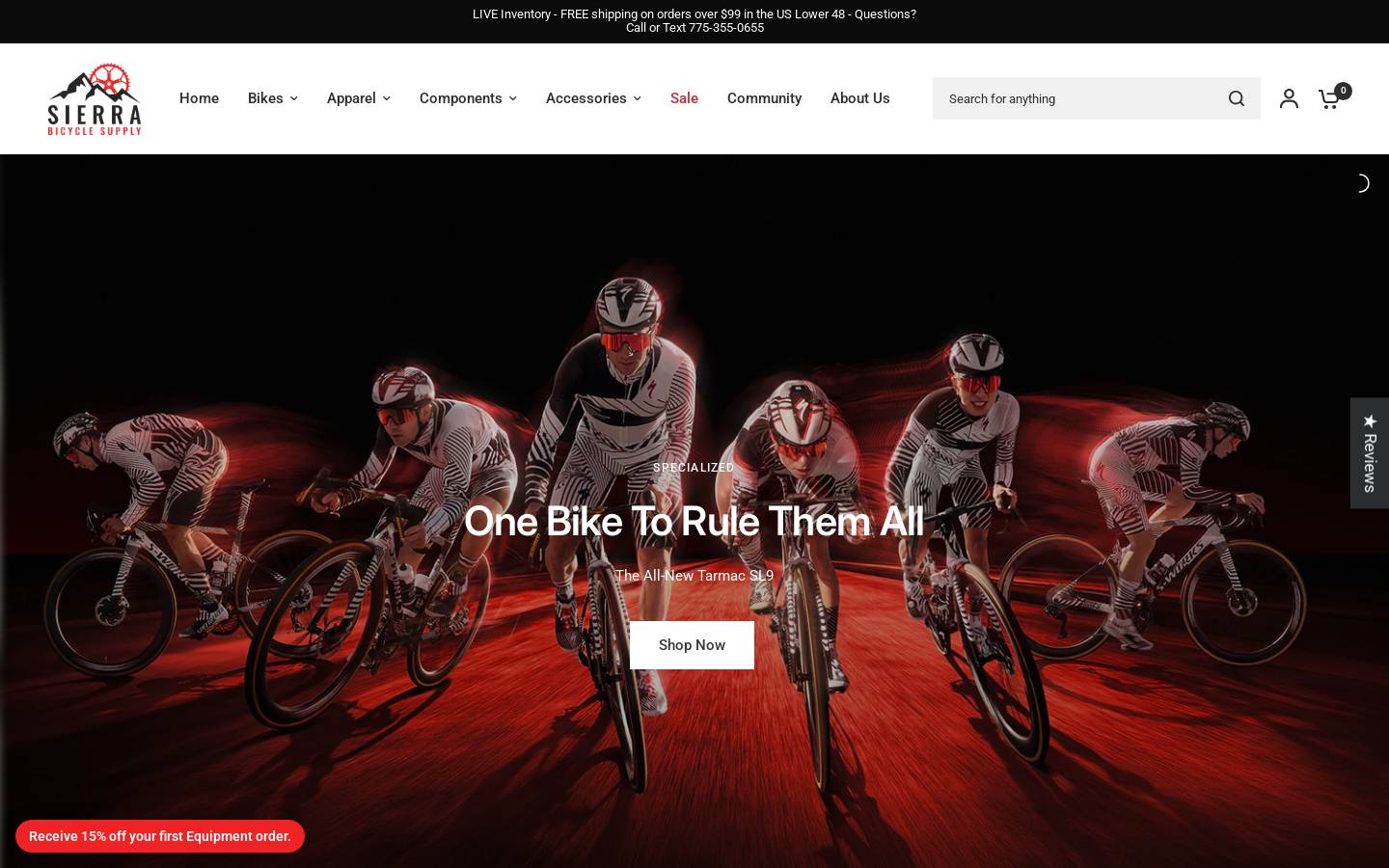 shopbikesupply.com homepage screenshot