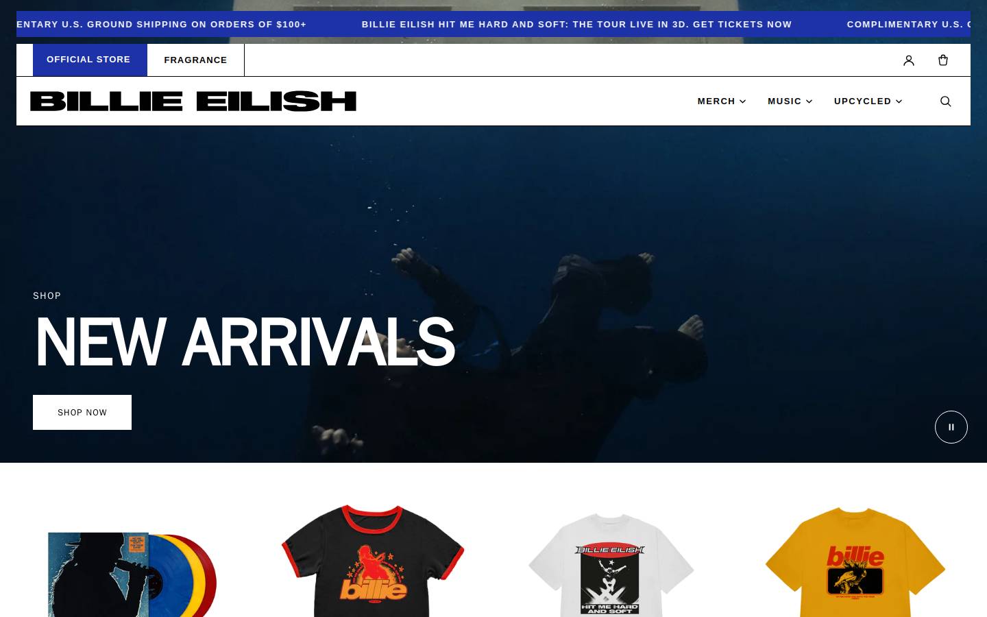 shopbillieeilish.com homepage screenshot