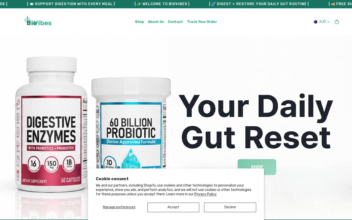 shopbiovibes.com homepage screenshot
