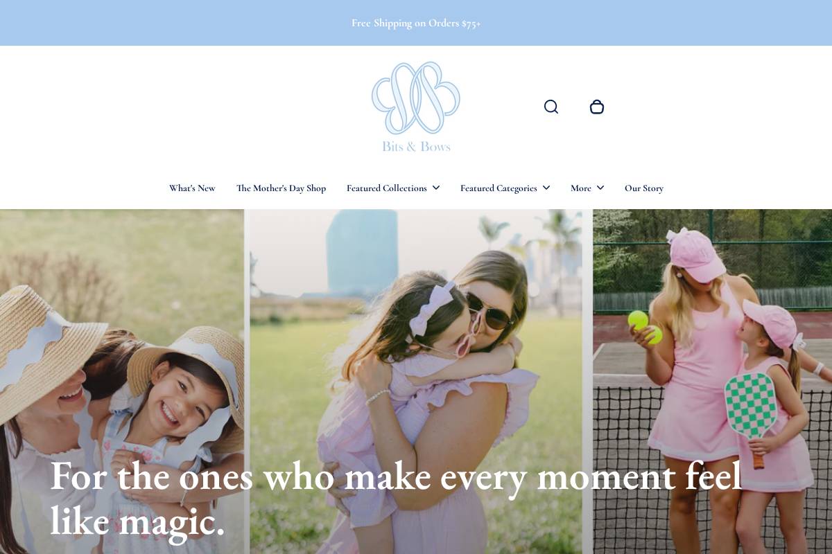 shopbitsandbows.com homepage screenshot
