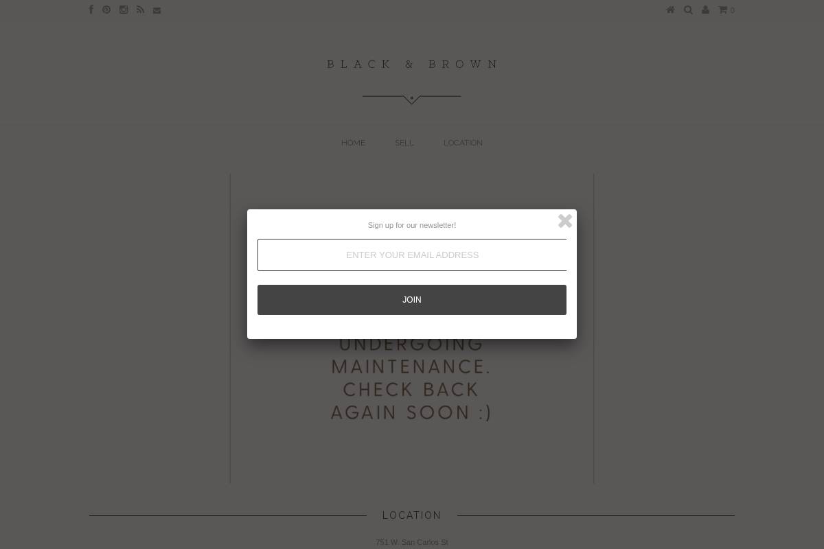 shopblackandbrown.com homepage screenshot