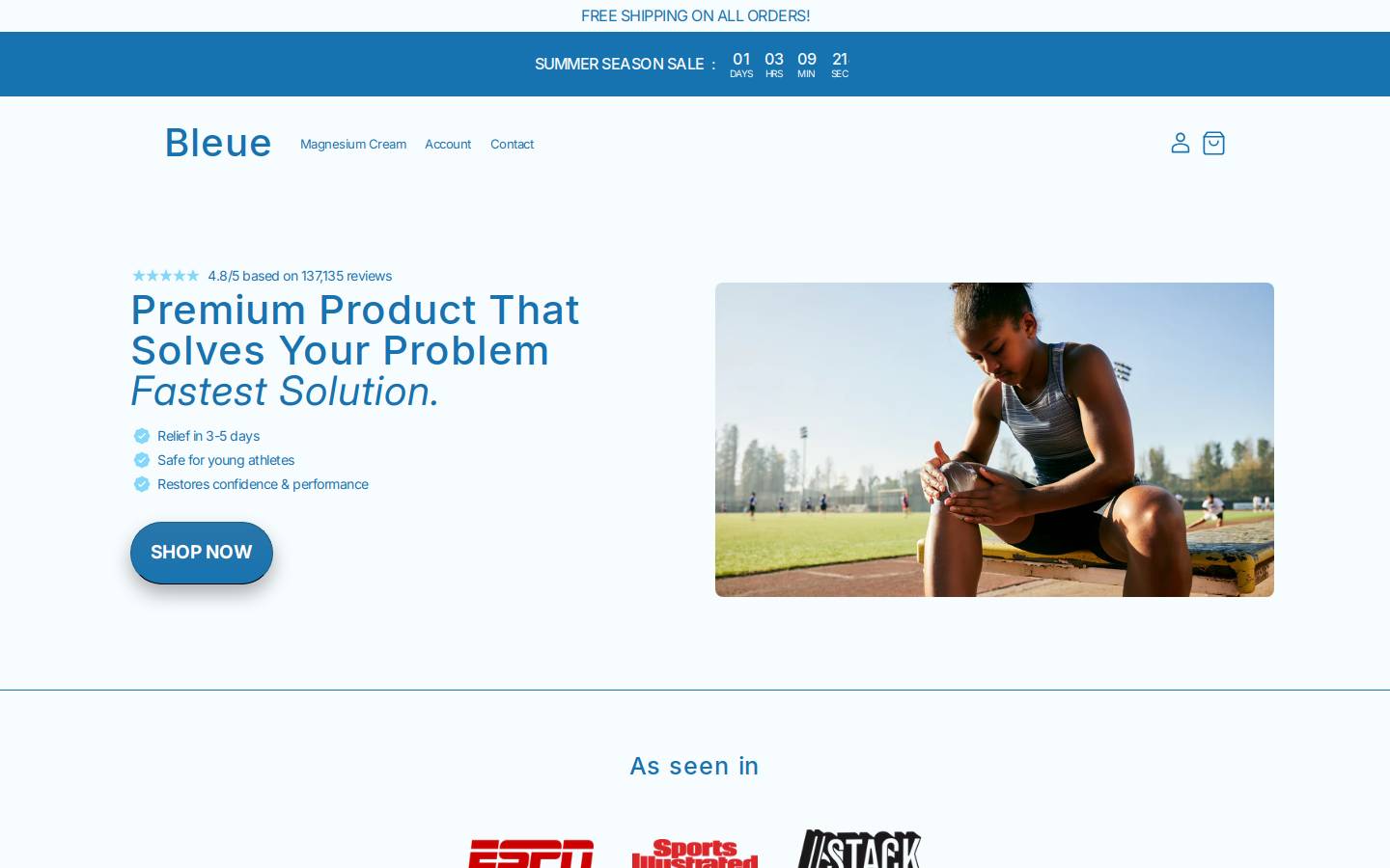 shopbleue.com homepage screenshot