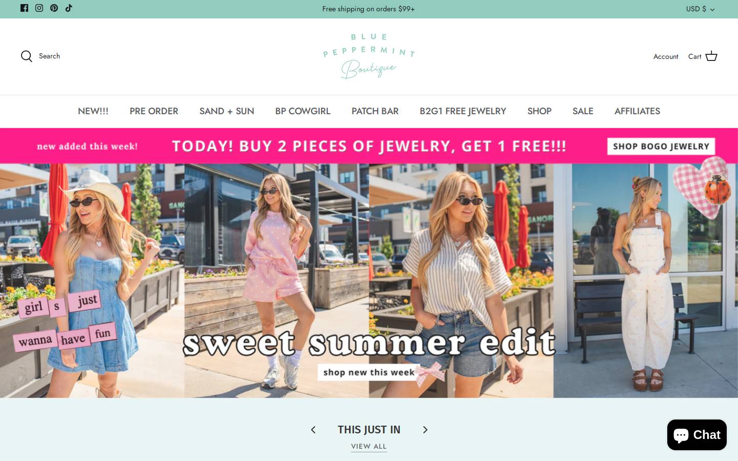 shopbluepeppermint.com homepage screenshot