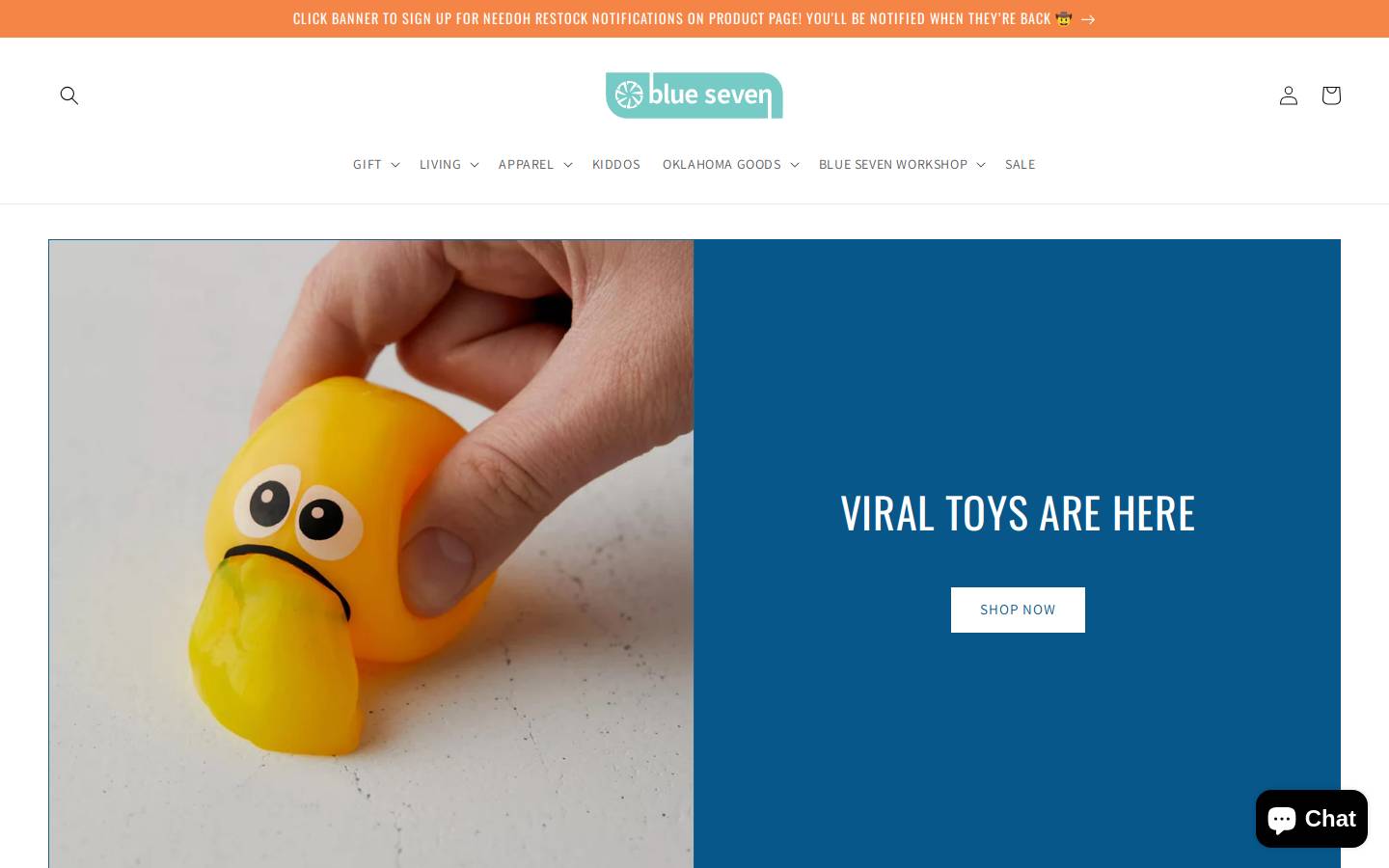 shopblueseven.com homepage screenshot
