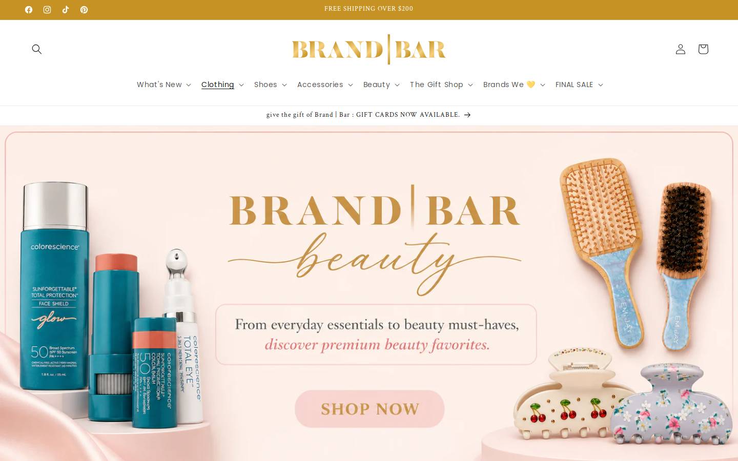 shopbrandbar.com homepage screenshot
