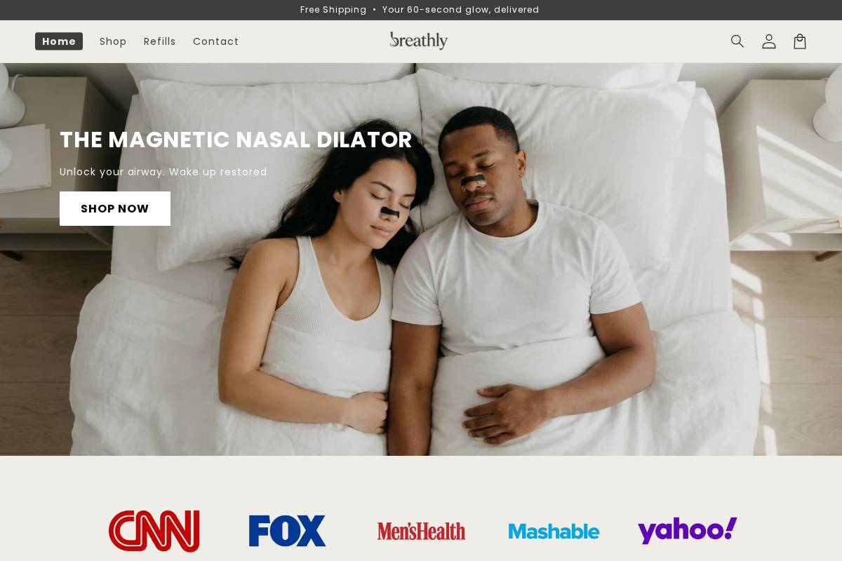 shopbreathly.com homepage screenshot