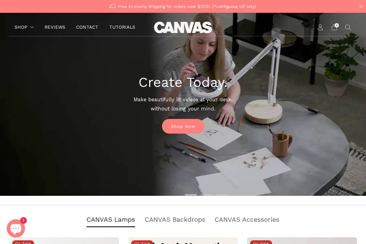 shopcanvas.co homepage screenshot