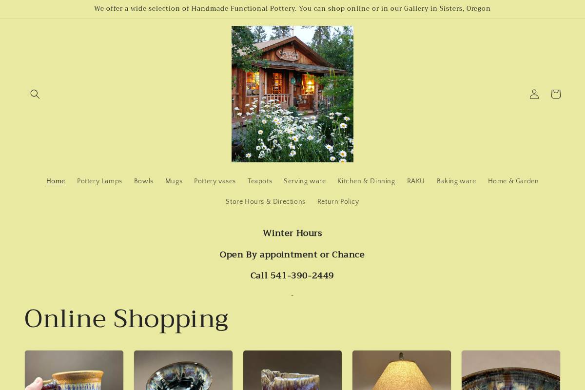 shopcanyoncreekpottery.com homepage screenshot