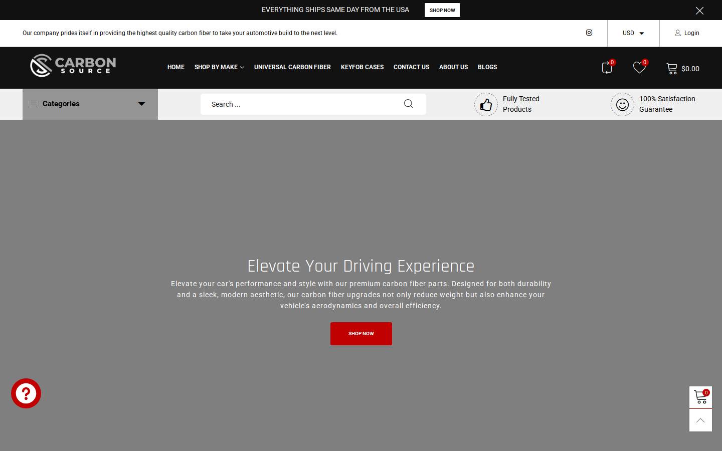 shopcarbonsource.com homepage screenshot