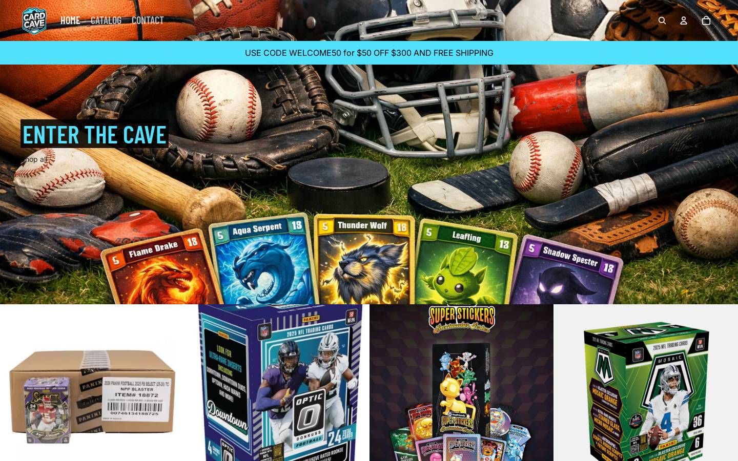 shopcardcave.com homepage screenshot