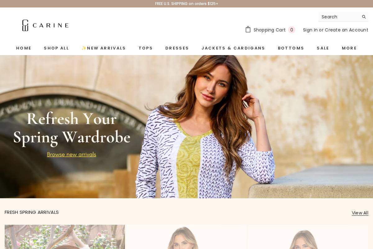 shopcarine.com homepage screenshot