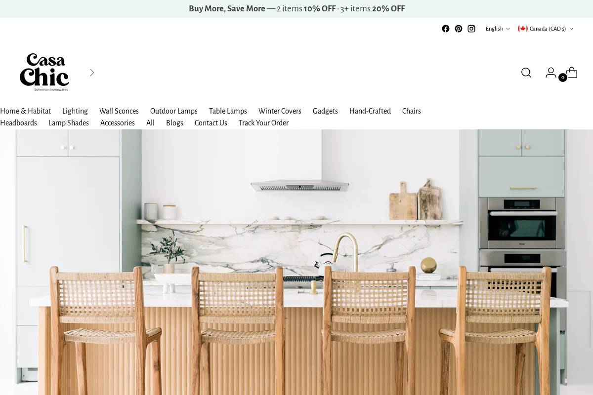 shopcasachic.ca homepage screenshot