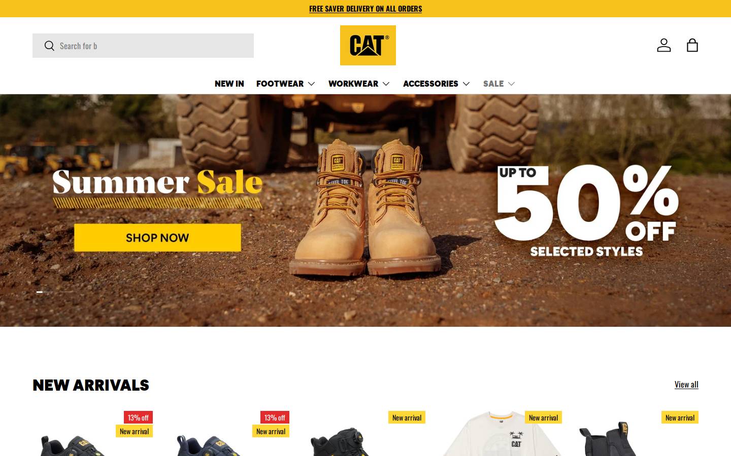 Shop Caterpillar UK homepage screenshot