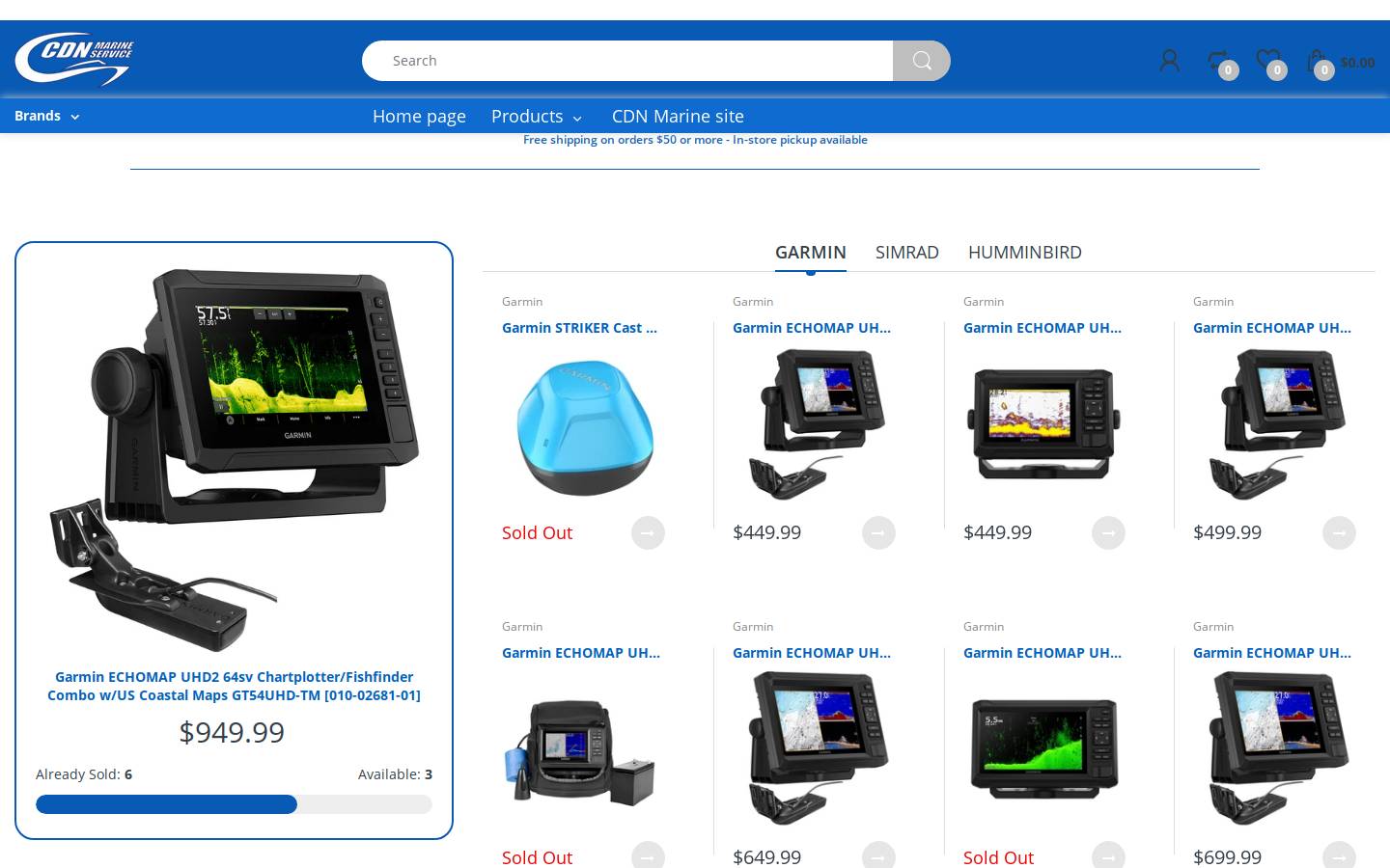 shopcdnmarine.com homepage screenshot