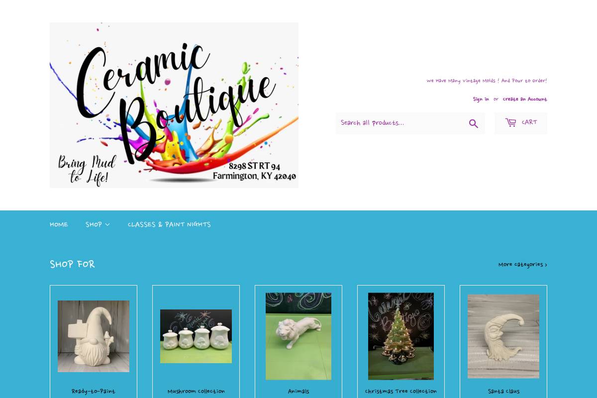 shopceramicboutique.com homepage screenshot